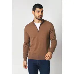 Ryan Mens Half Zip Brown