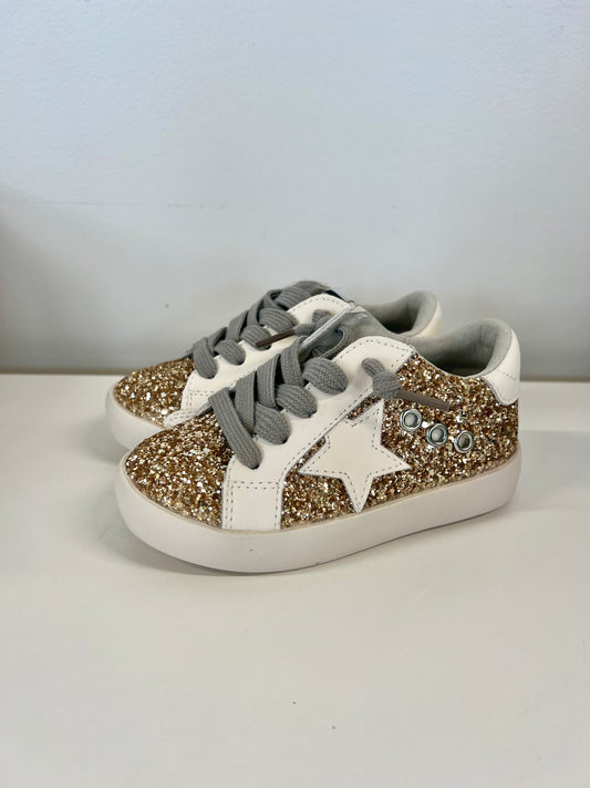 Gold Glitter Star Toddler Girls Sneaker