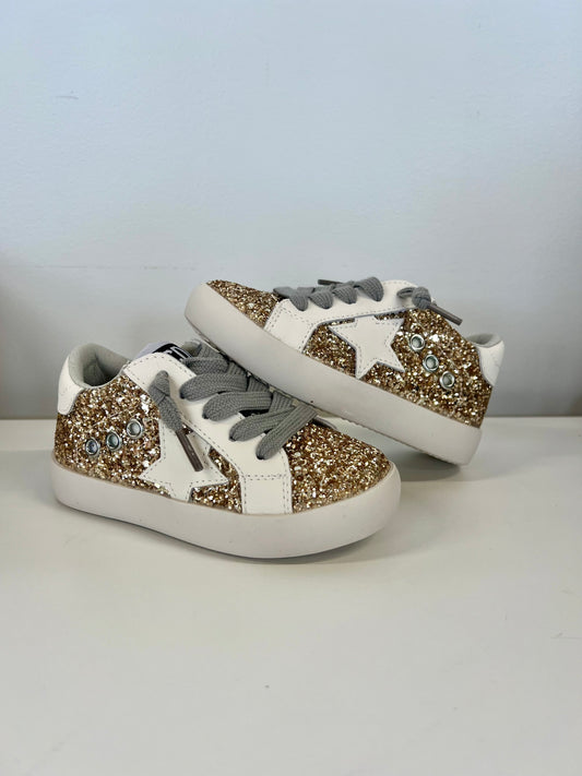 Gold Glitter Star Toddler Girls Sneaker